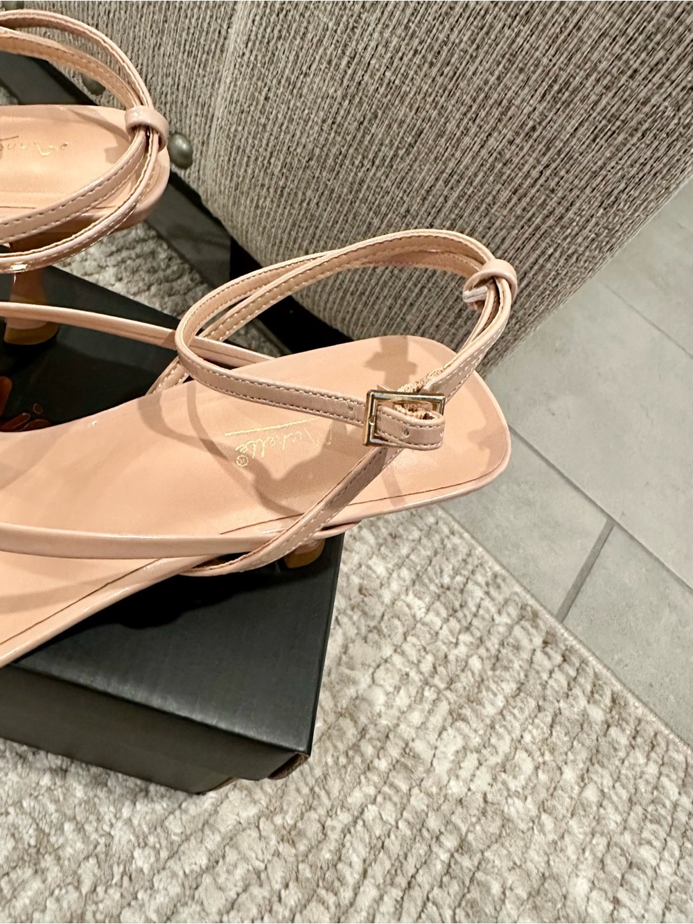 EUC Strappy Trendy Kitten Heels in Nude Color - Picture 5 of 5